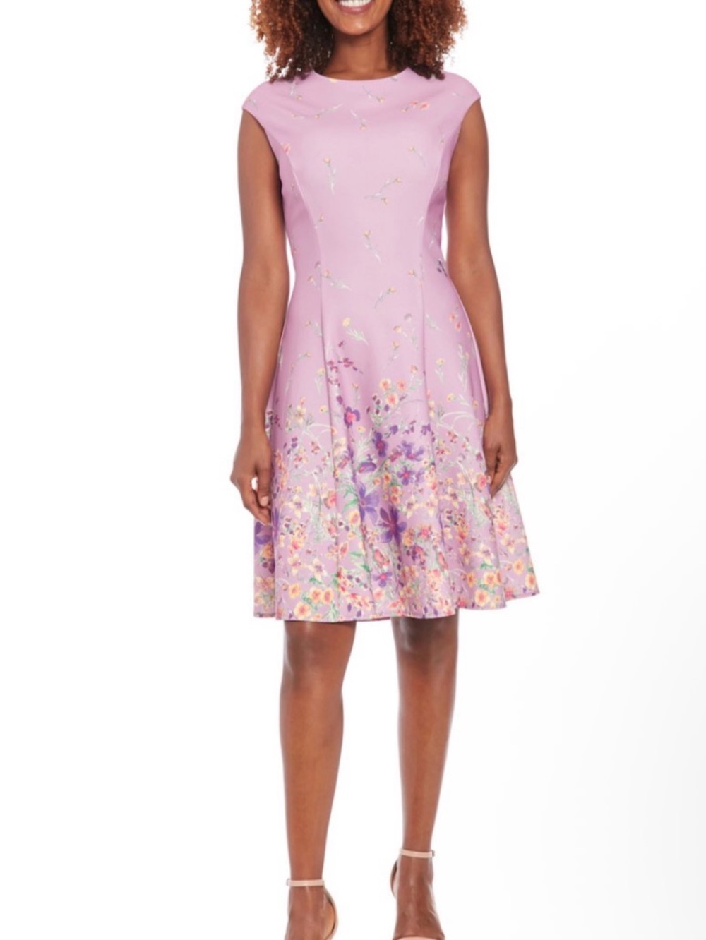 London Times Lilac Floral Midi Dress